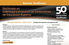 Impartirá Anáhuac Doctorado en liderazgo de Instituciones de Educación Superior
