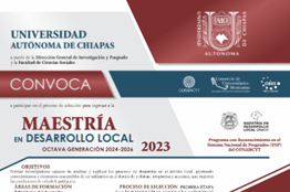 Convoca UNACH a ser parte de la Maestría en Desarrollo Local