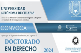 Continúa abierta Convocatoria del Doctorado en Derecho que se imparte en el Instituto de Investigaciones Jurídicas de la UNACH