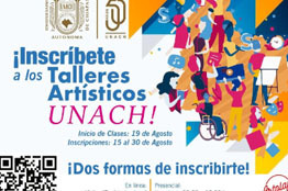 Convoca UNACH a inscribirse en los Talleres Artísticos  