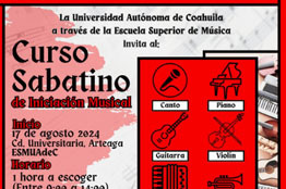 Ofrece UAdeC Cursos Sabatinos de Iniciación Musical 
