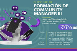 La Facultad de Ciencias de la Comunicación de la Universidad Autónoma de San Luis Potosí impartirá el curso taller Formación de Community Manager III.