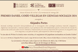 El Colegio de México tienen el honor de invitar a la ceremonia de entrega del Premio Daniel Cosío Villegas